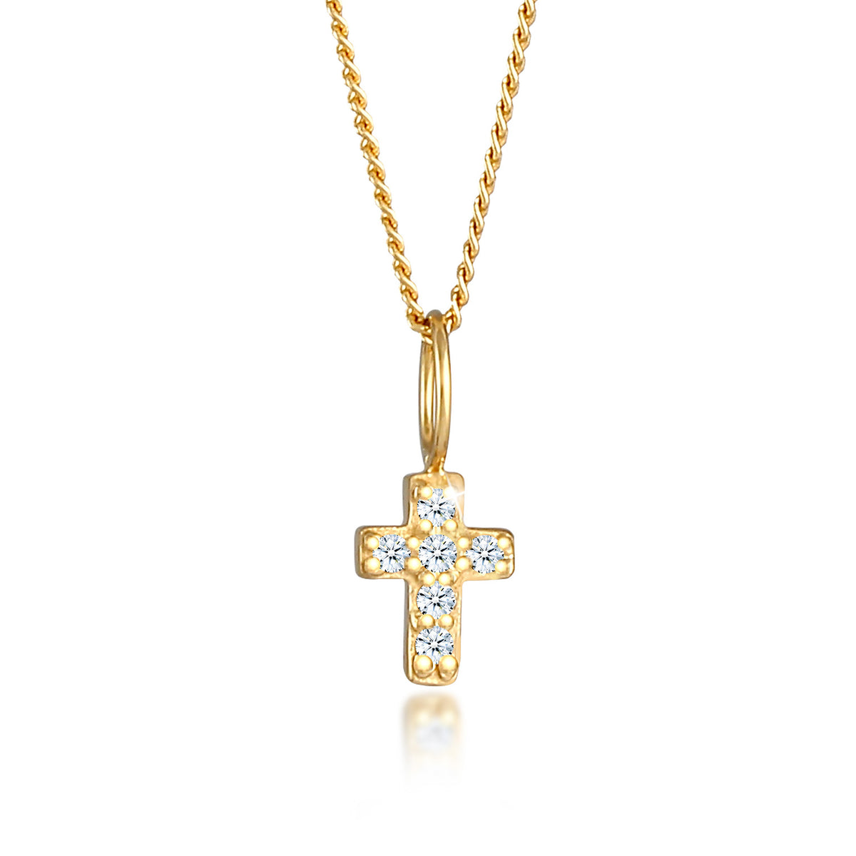 Gold - Elli DIAMONDS | Halskette Kreuz | Diamant (Weiß, 0,03 ct) | 585 Gelbgold