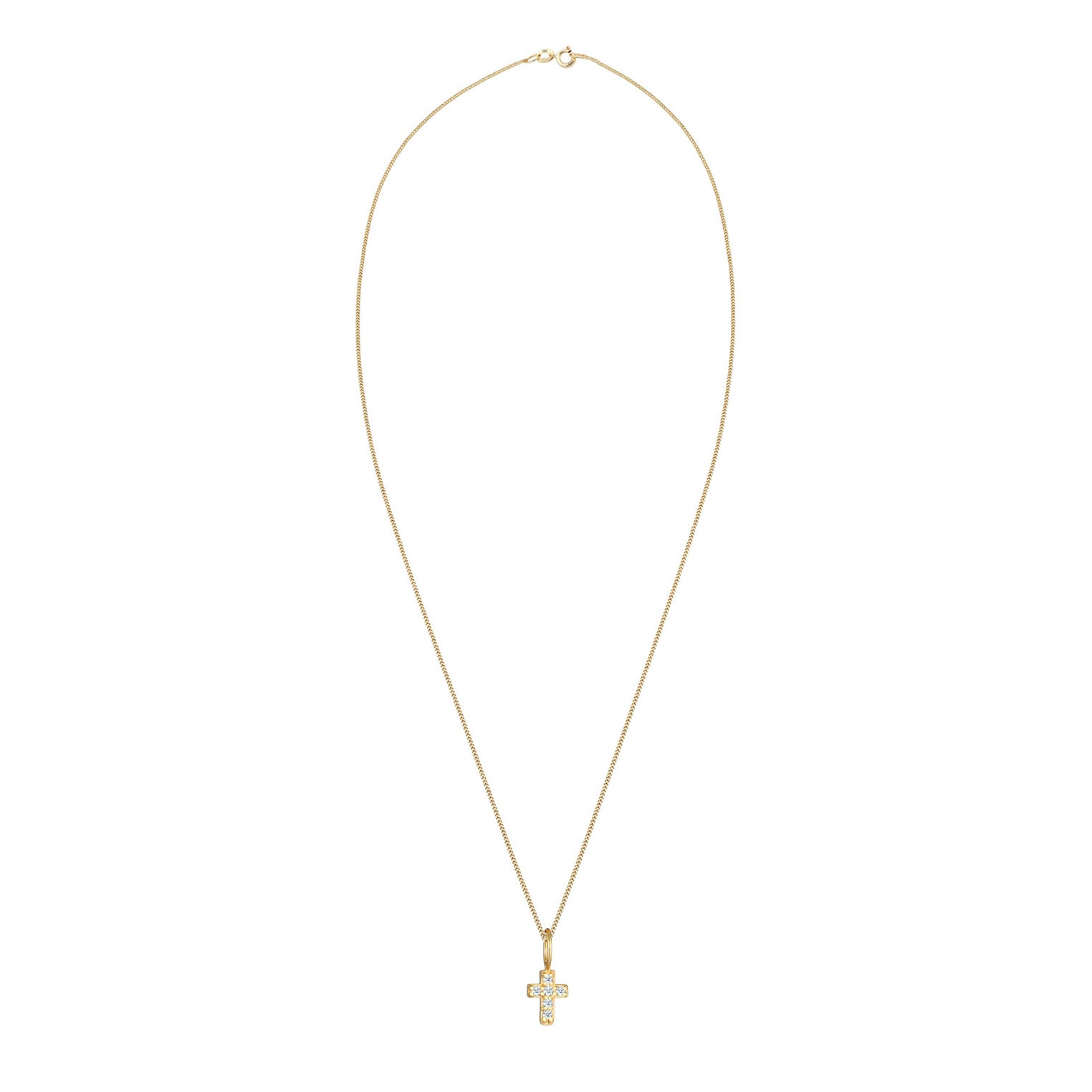 Gold - Elli DIAMONDS | Halskette Kreuz | Diamant ( Weiß, 0,03 ct ) | 585 Gelbgold