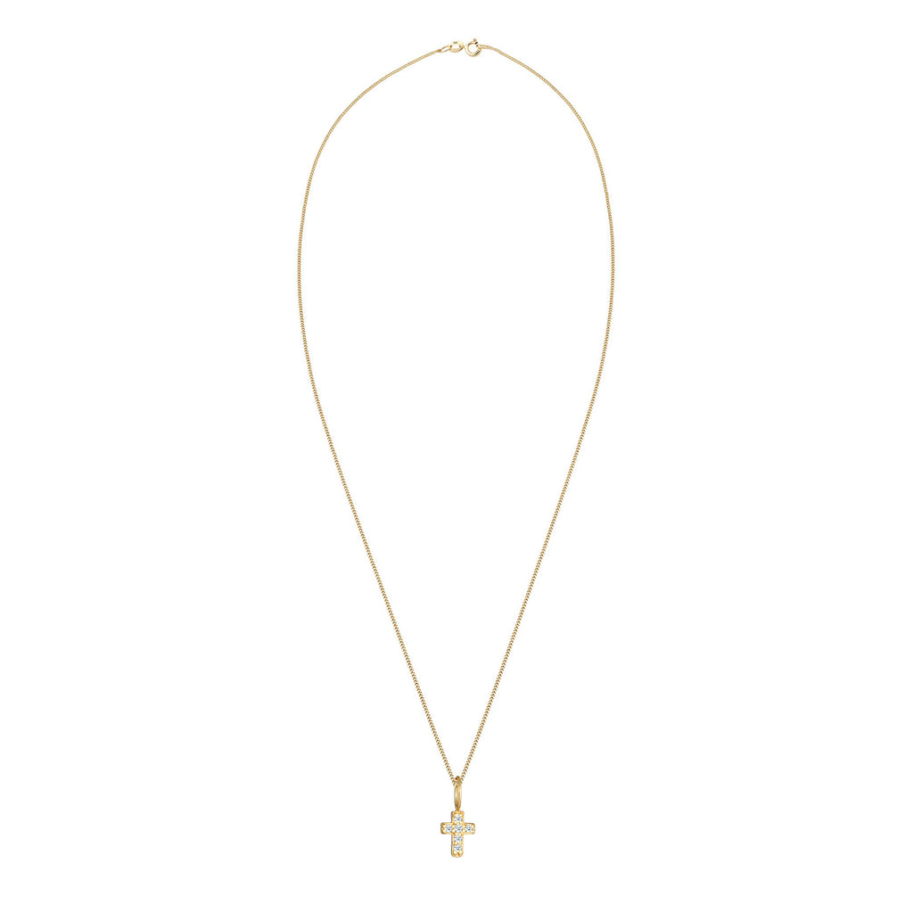 Gold - Elli DIAMONDS | Halskette Kreuz | Diamant (Weiß, 0,03 ct) | 585 Gelbgold