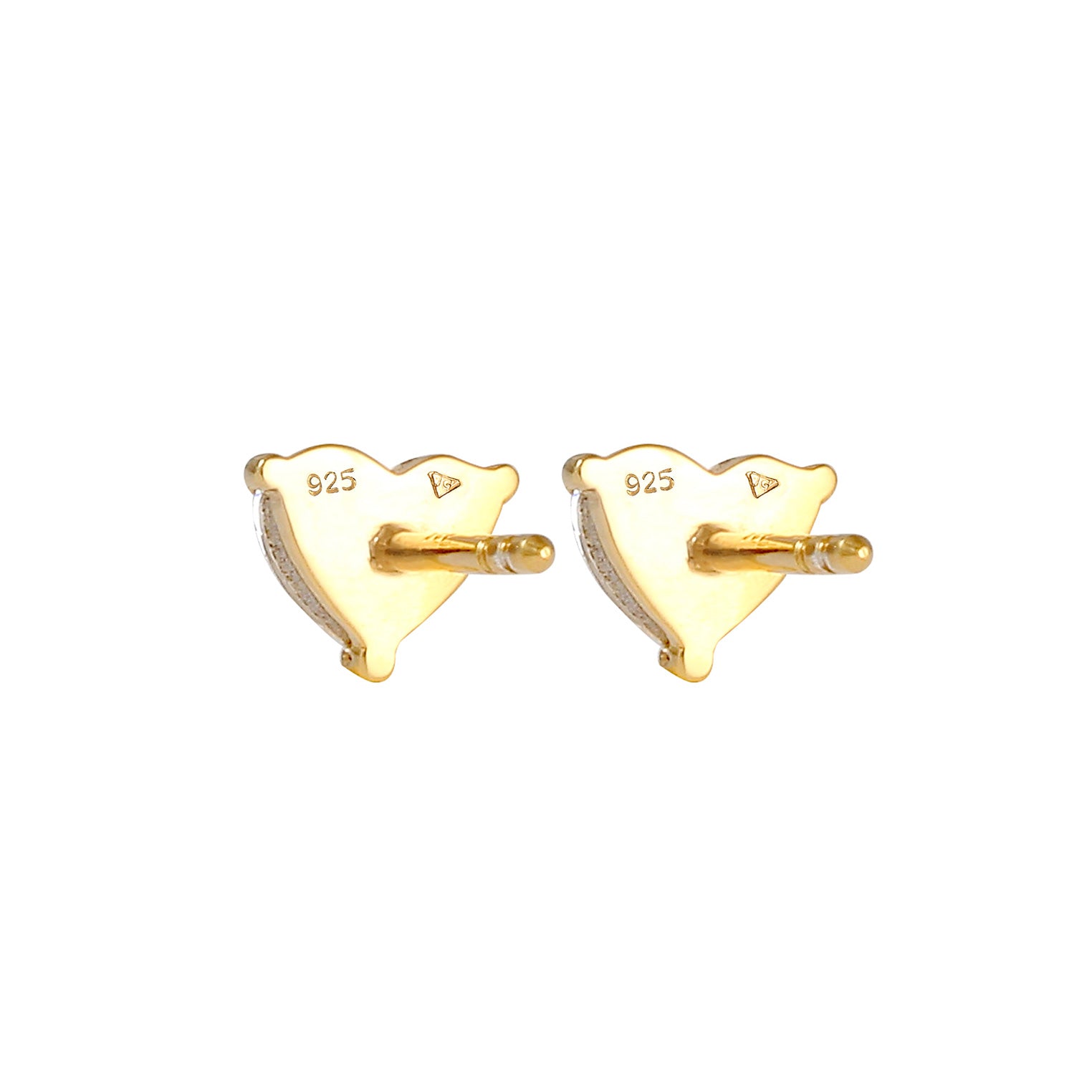 Gold - Elli | Ohrstecker Herz | Kristall (Weiß) | 925 Sterling Silber vergoldet