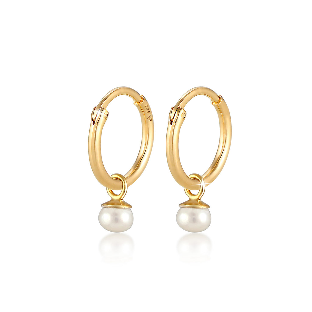 Gold - Elli PREMIUM | Ohrhänger | Süßwasserperle | 925 Sterling Silber vergoldet