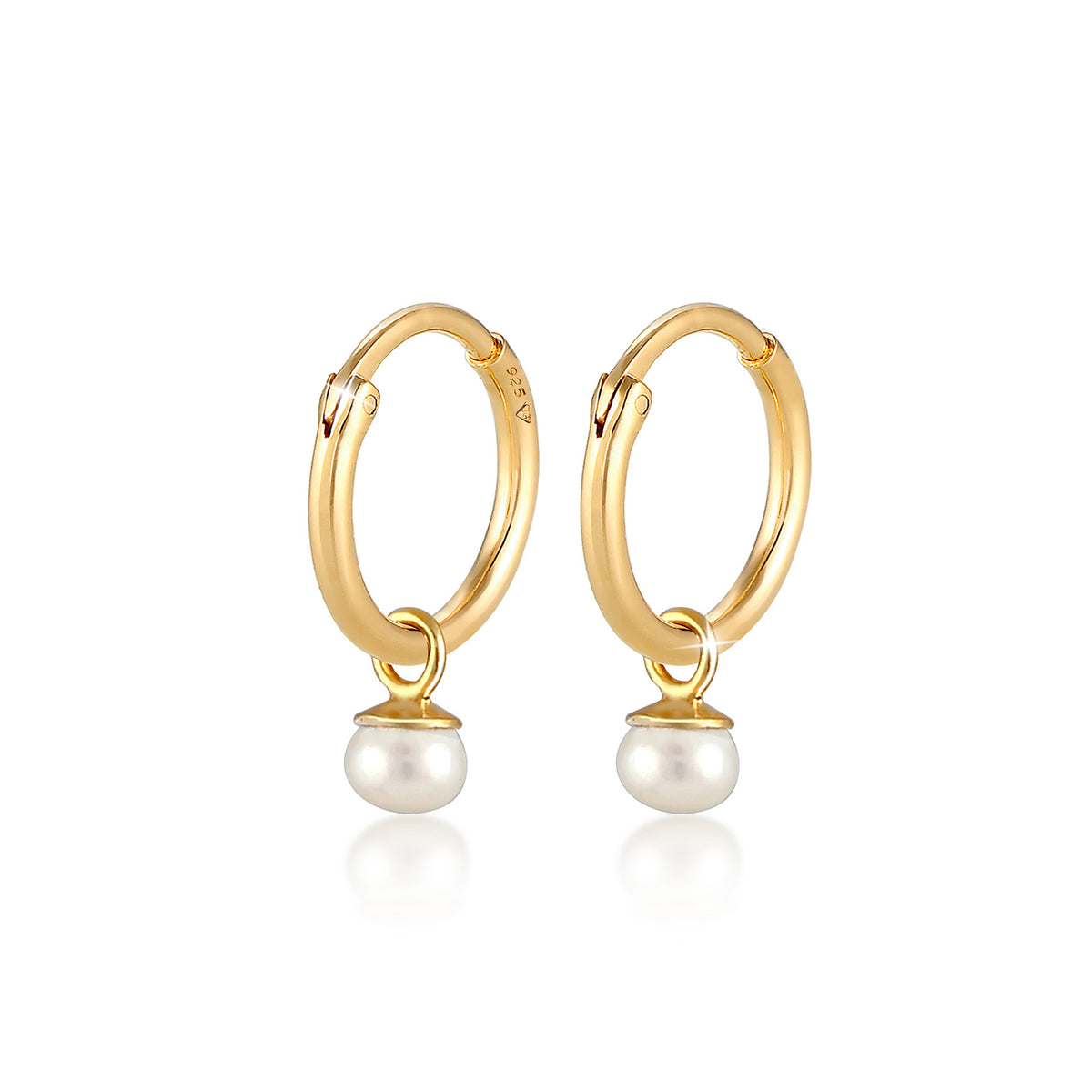 Gold - Elli PREMIUM | Ohrhänger | Süßwasserperle | 925 Sterling Silber vergoldet