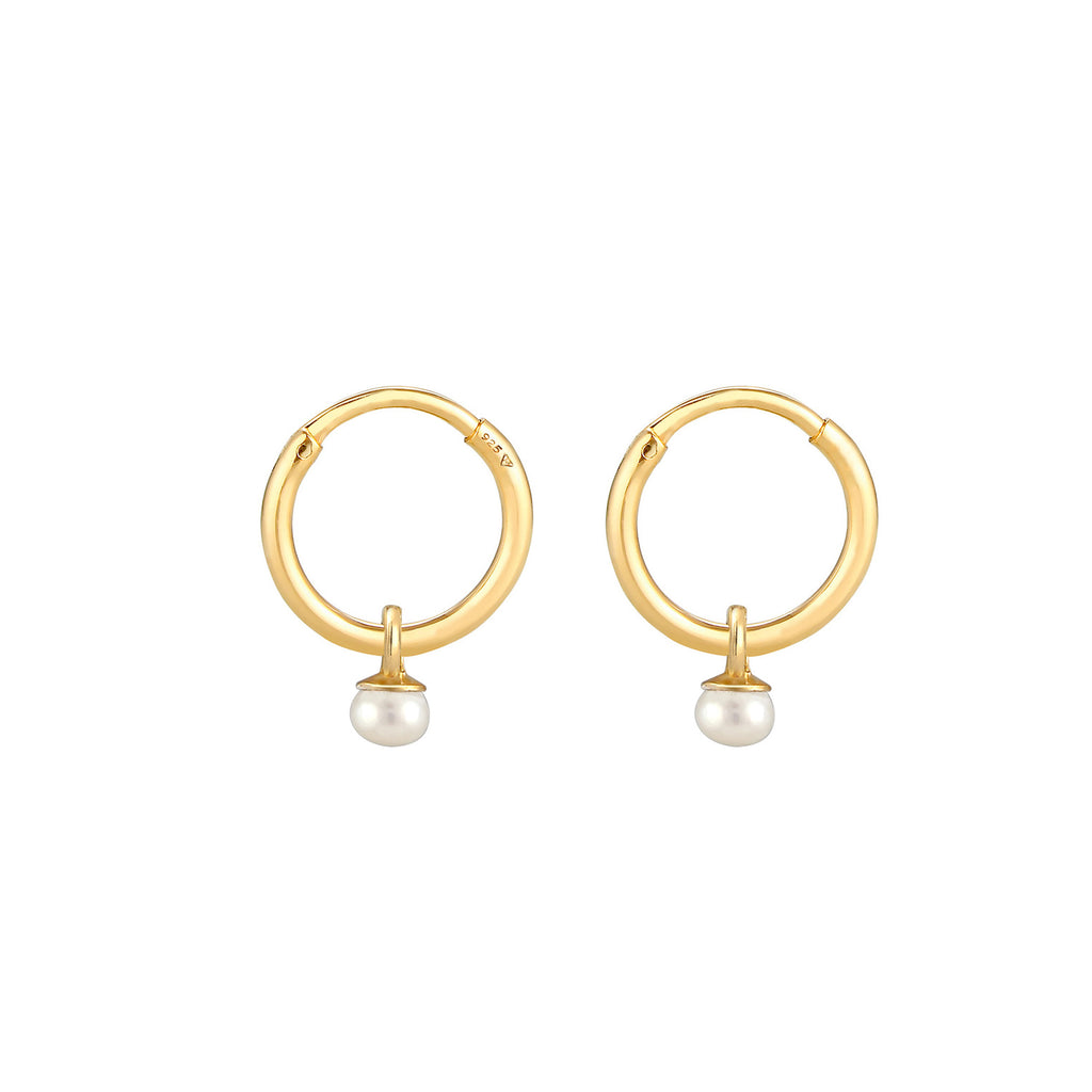 Gold - Elli PREMIUM | Ohrhänger | Süßwasserperle | 925 Sterling Silber vergoldet