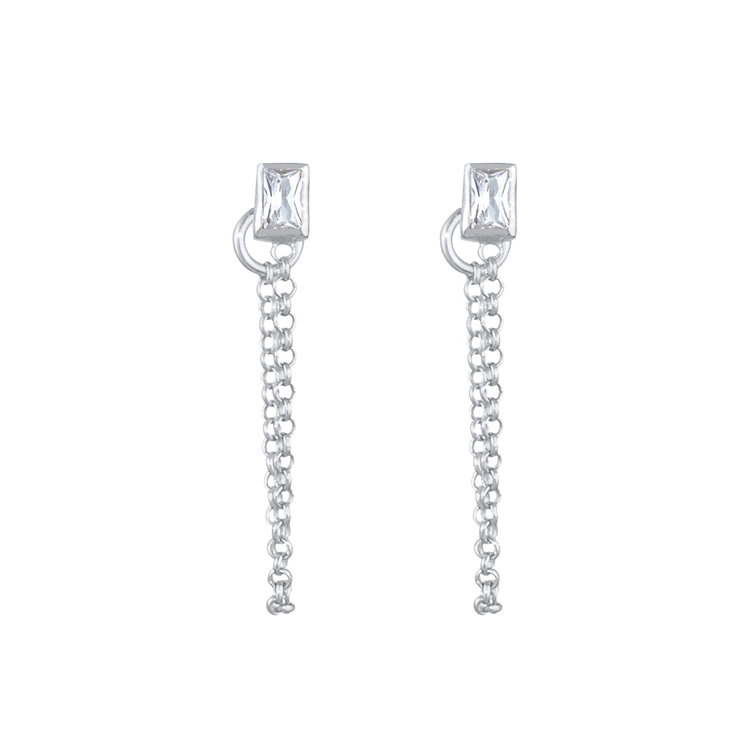 Silber - Elli | Ohrhänger Ear Chain | Zirkonia ( Weiß ) | 925er Sterling Silber