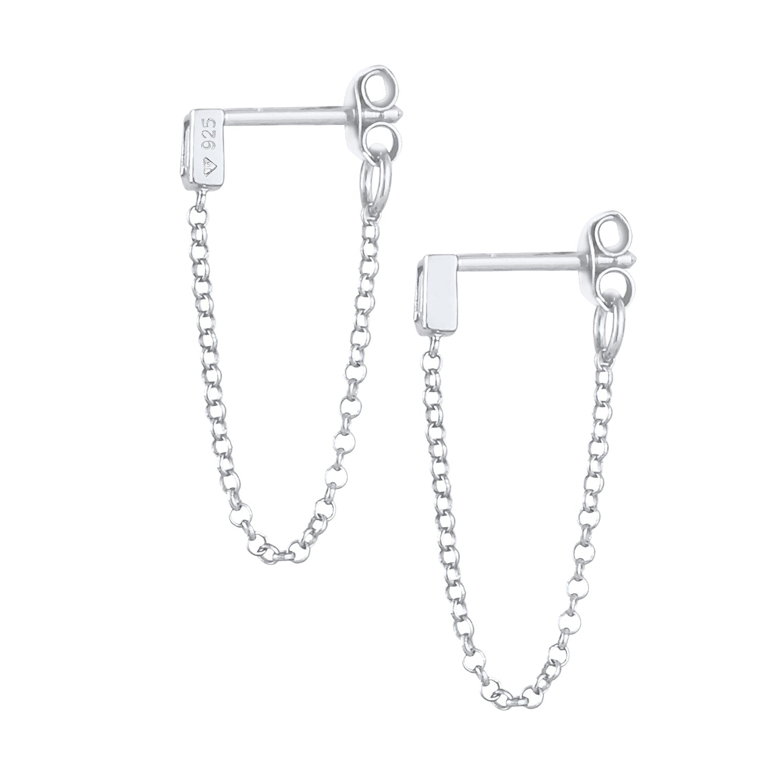 Silber - Elli | Ohrhänger Ear Chain | Zirkonia ( Weiß ) | 925er Sterling Silber