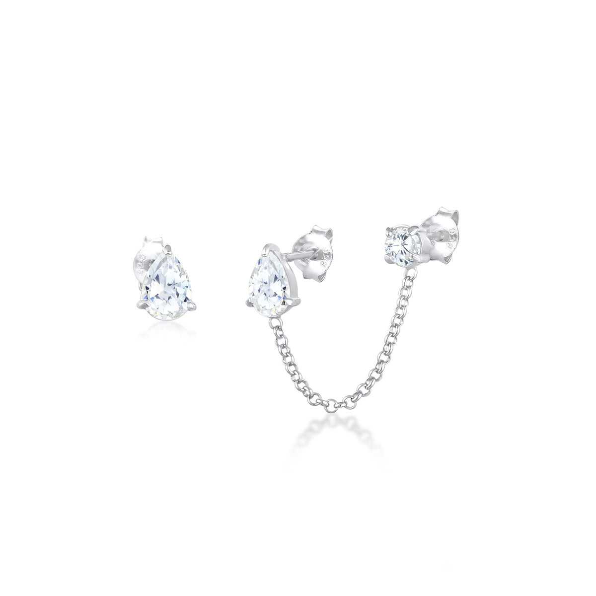 Silber - Elli | Ohrhänger Tropfen | Zirkonia ( Weiß ) | 925er Sterling Silber