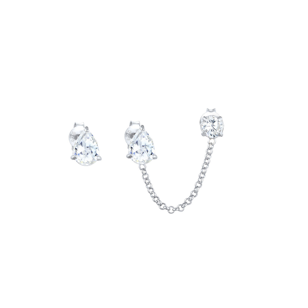 Silber - Elli | Ohrhänger Tropfen | Zirkonia ( Weiß ) | 925er Sterling Silber