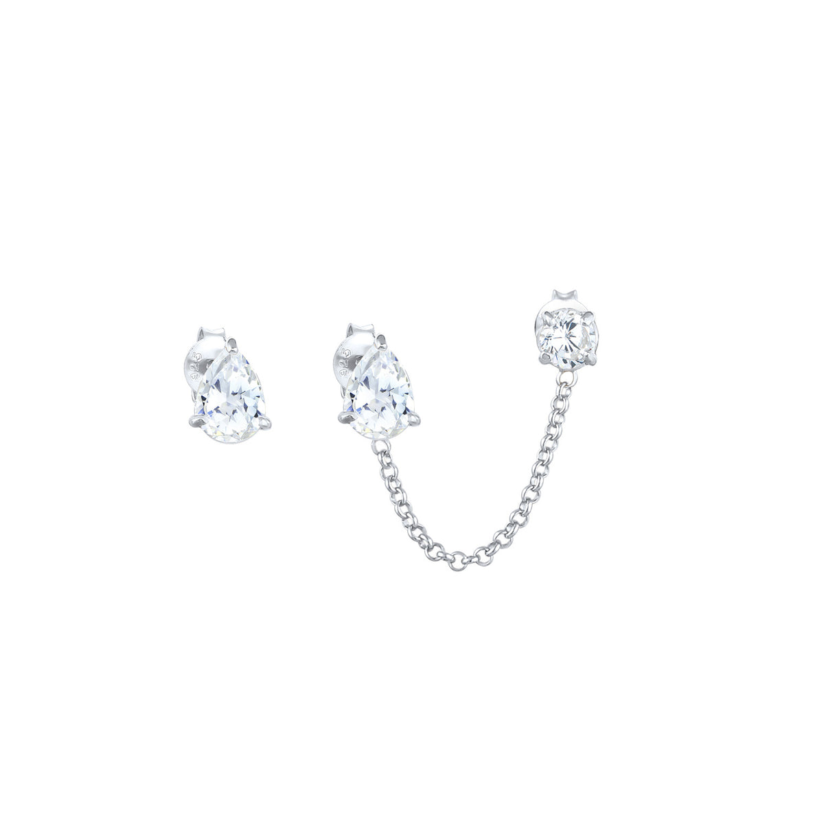 Silber - Elli | Ohrhänger Tropfen | Zirkonia ( Weiß ) | 925er Sterling Silber