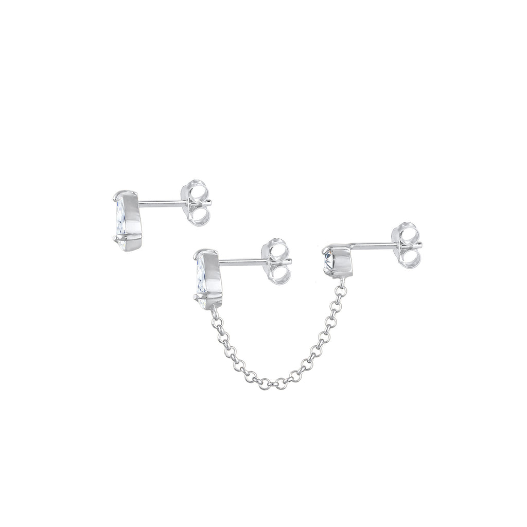 Silber - Elli | Ohrhänger Tropfen | Zirkonia ( Weiß ) | 925er Sterling Silber