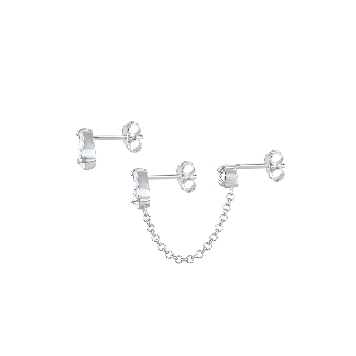 Silber - Elli | Ohrhänger Tropfen | Zirkonia ( Weiß ) | 925er Sterling Silber