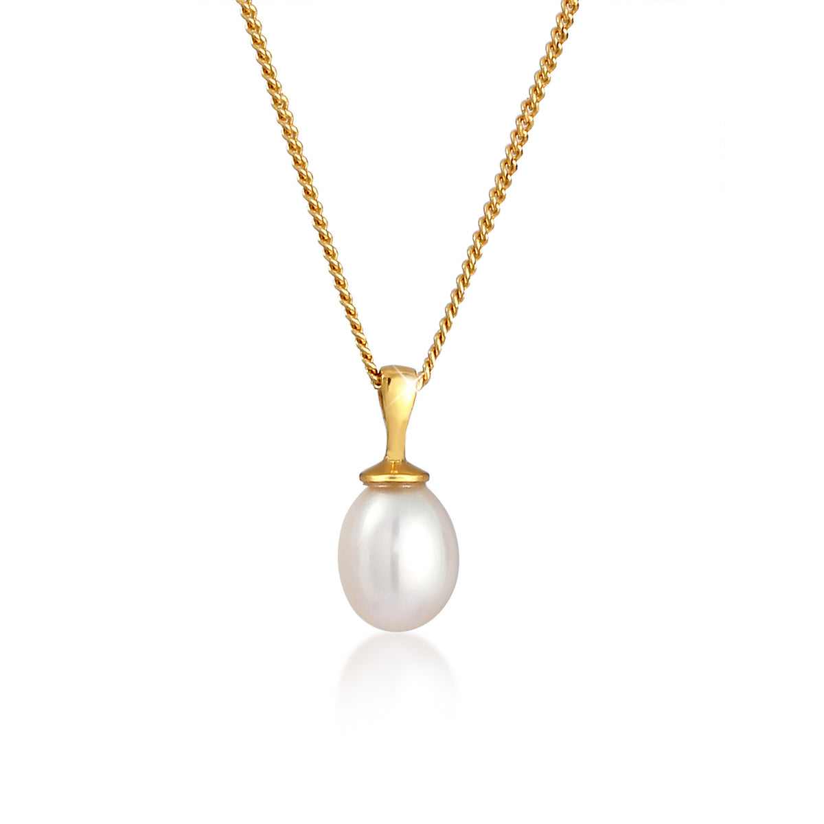 Gold - Elli | Halskette Elegant | Süßwasserzuchtperle | 925 Sterling Silber vergoldet