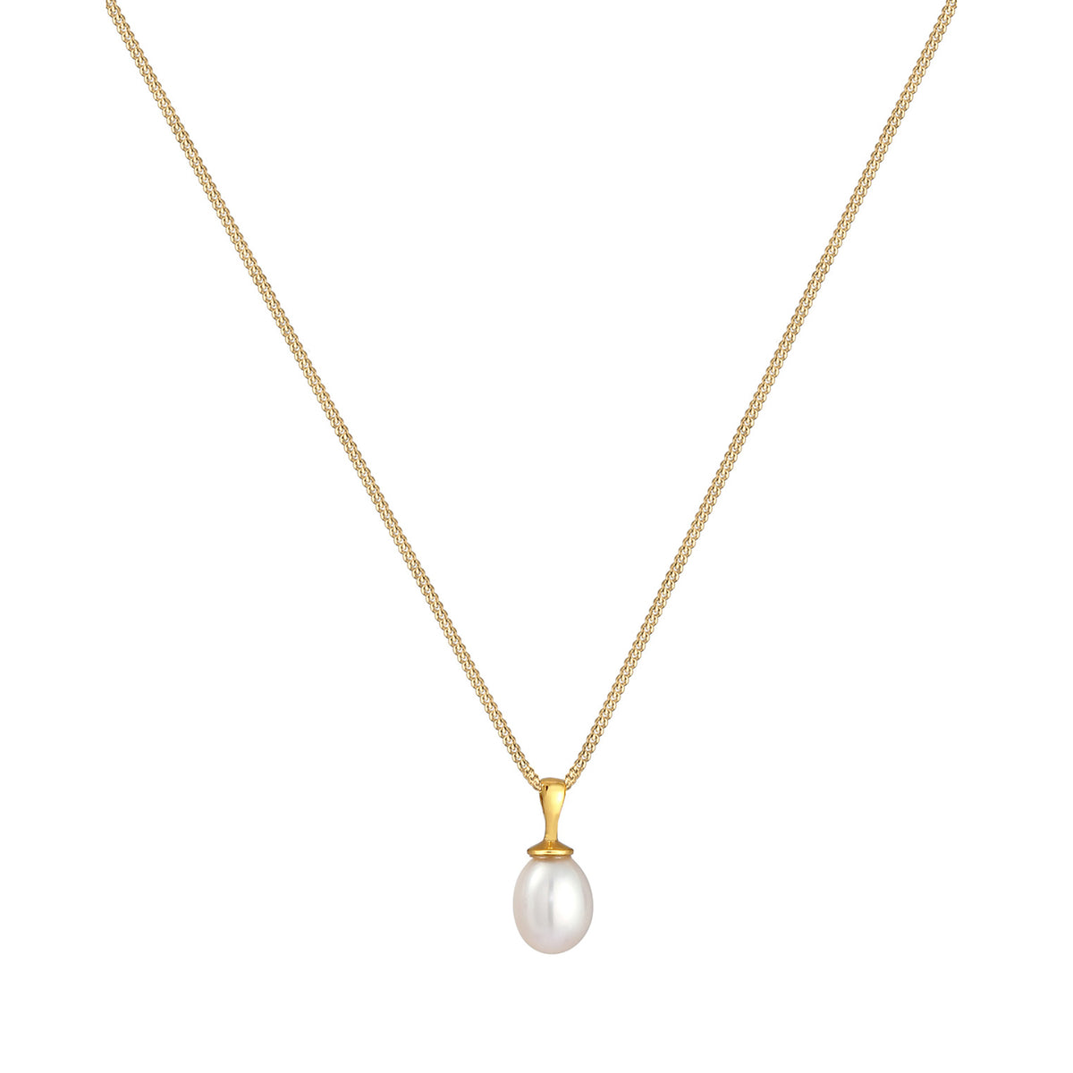 Gold - Elli | Halskette Elegant | Süßwasserzuchtperle | 925 Sterling Silber vergoldet