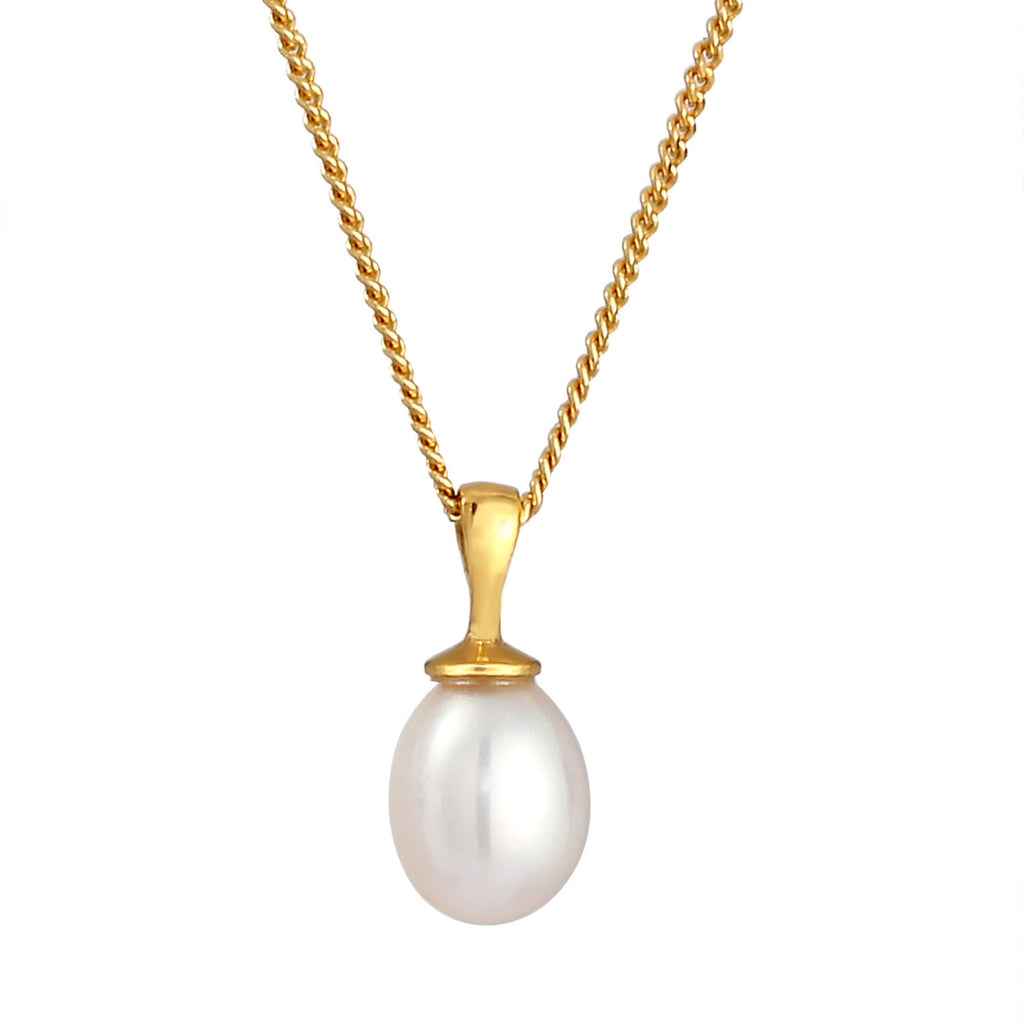 Gold - Elli | Halskette Elegant | Süßwasserzuchtperle | 925 Sterling Silber vergoldet