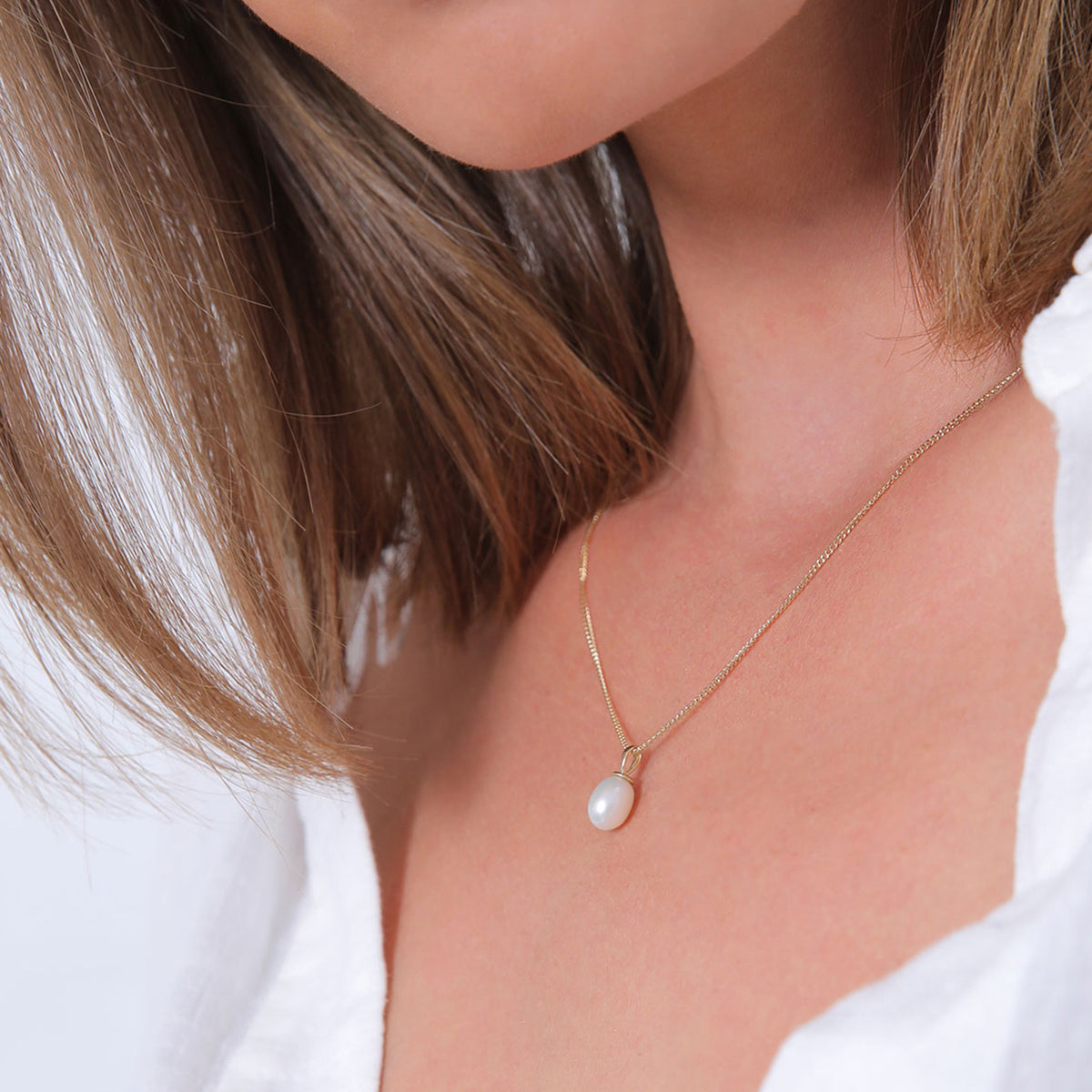 Gold - Elli | Halskette Elegant | Süßwasserzuchtperle | 925 Sterling Silber vergoldet
