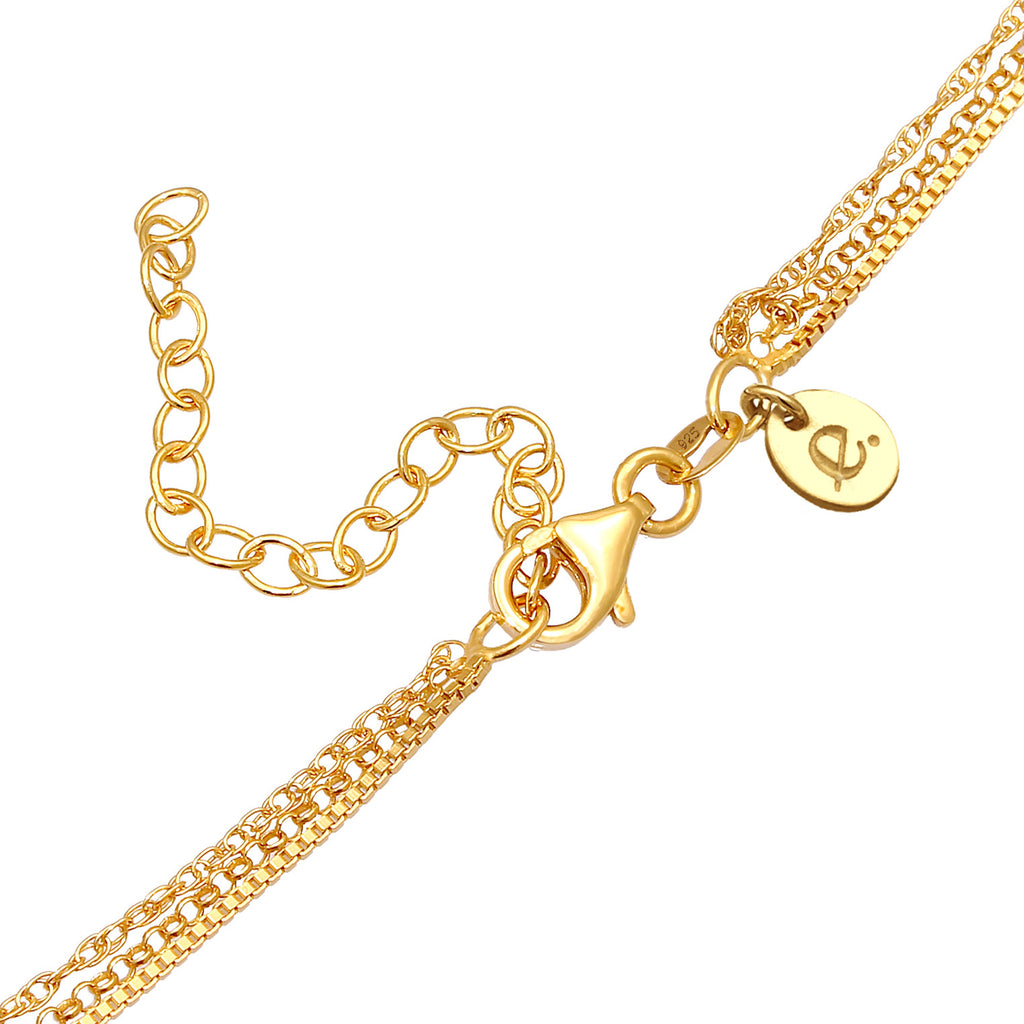 Gold - Elli PREMIUM | Layer-Halskette | Labradorit (Grau) | 925 Sterling Silber vergoldet