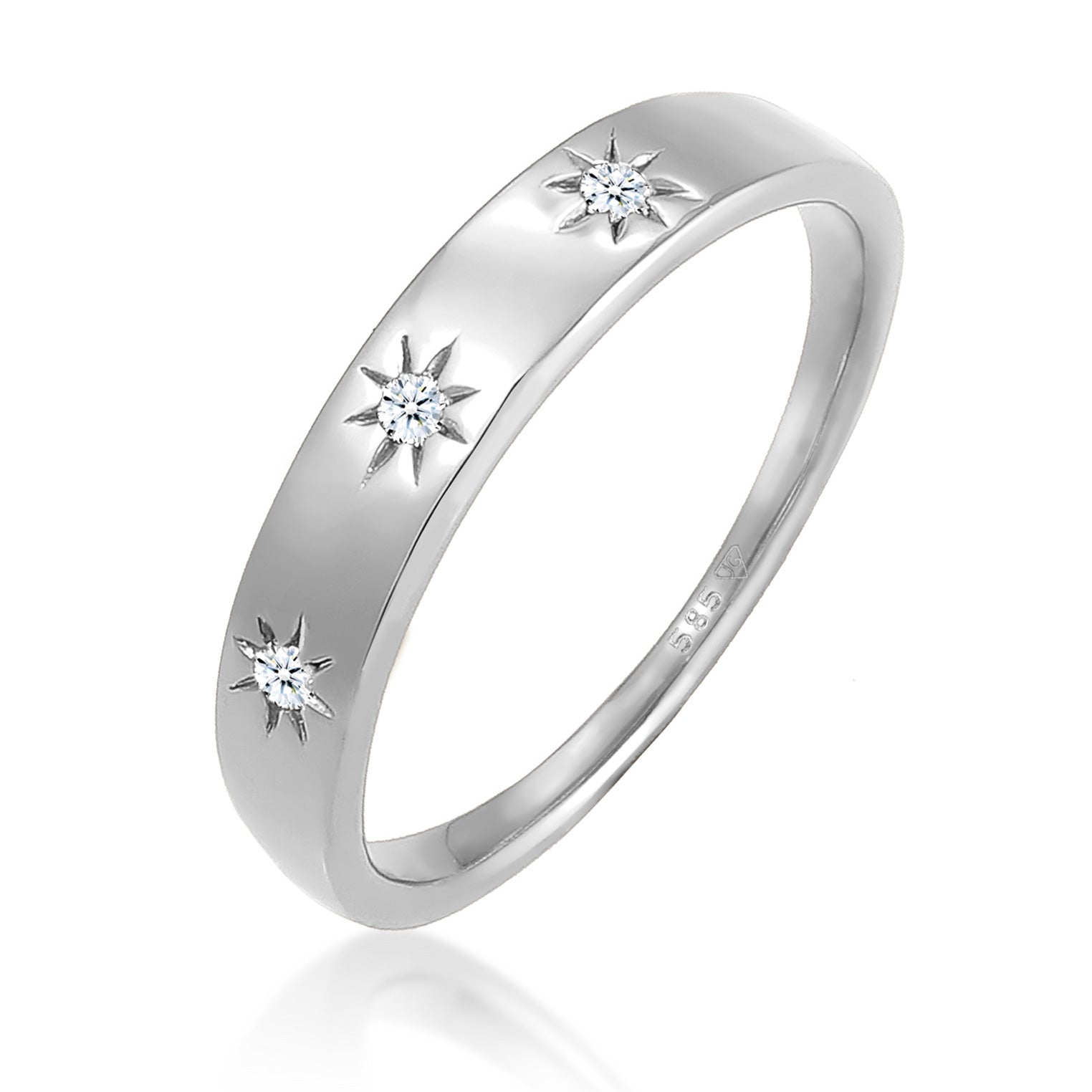 Silber - Elli DIAMONDS | Verlobungsring Astro | Diamant ( Weiß, 0,045 ct ) | 585 Weißgold