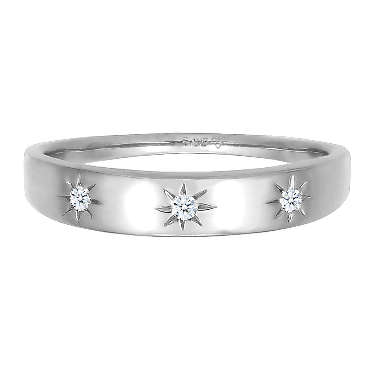 Silber - Elli DIAMONDS | Verlobungsring Astro | Diamant ( Weiß, 0,045 ct ) | 585 Weißgold