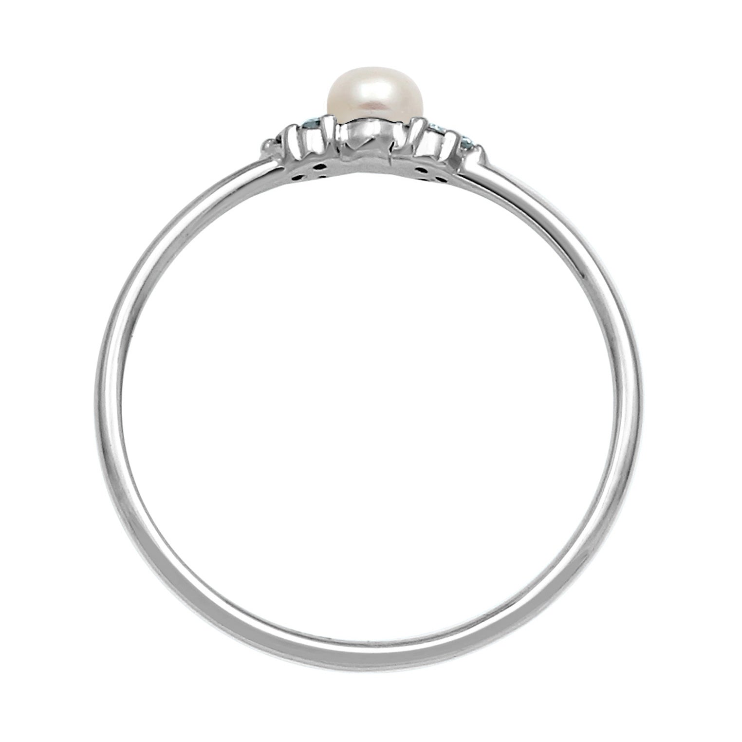 Weiß - Elli DIAMONDS | Ring | Süßwasserperle, Diamant ( Weiß, 0,03 ct ) | 585 Weißgold