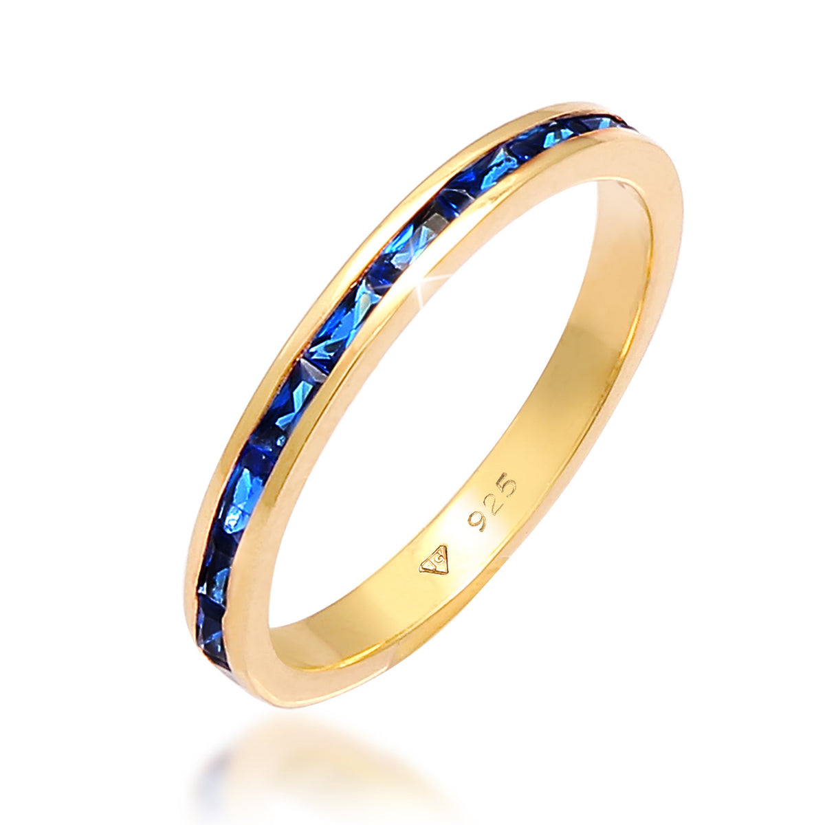 Gold - Elli | Bandring | Saphir ( Blau ) | 925 Sterling Silber vergoldet