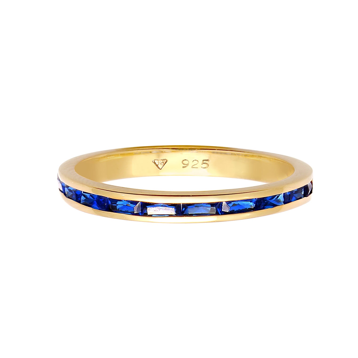 Gold - Elli | Bandring | Saphir ( Blau ) | 925 Sterling Silber vergoldet