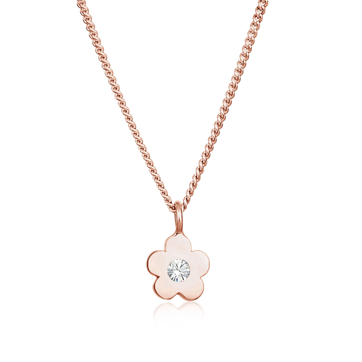Roségold - Elli | Halskette Blume | Mit Kristallen von Swarovski® (Weiß) | 925 Sterling Silber Rosegold
