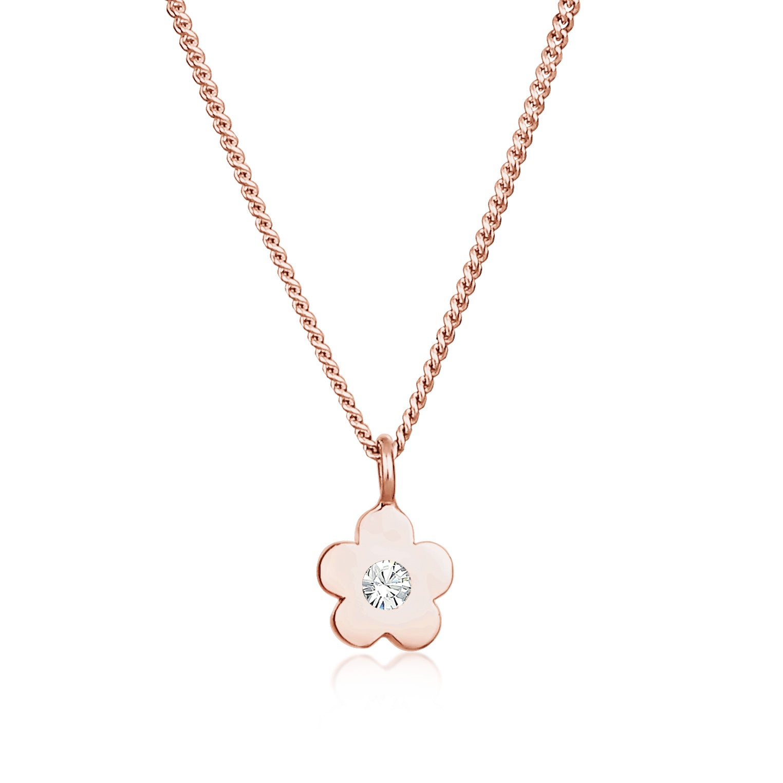 Roségold - Elli | Halskette Blume | Mit Kristallen von Swarovski® (Weiß) | 925 Sterling Silber Rosegold