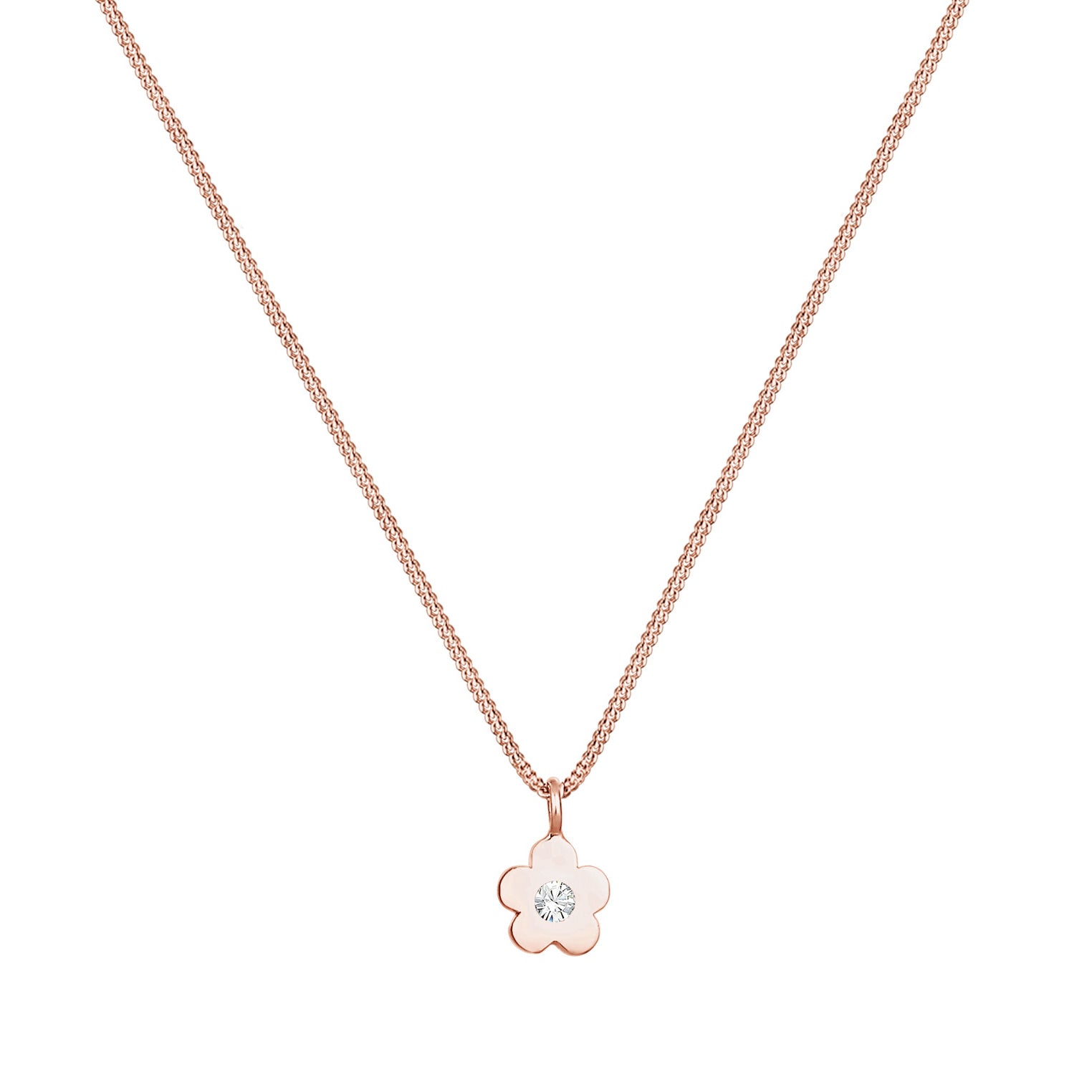 Roségold - Elli | Halskette Blume | Kristall (Weiß) | 925 Sterling Silber Rosegold