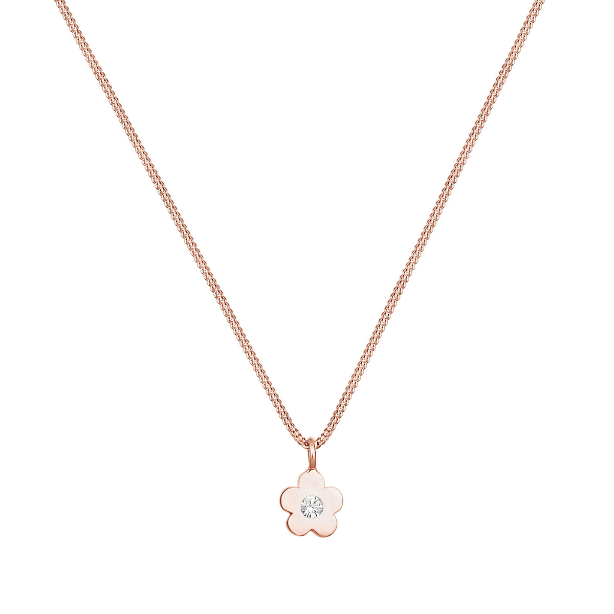 Roségold - Elli | Halskette Blume | Mit Kristallen von Swarovski® (Weiß) | 925 Sterling Silber Rosegold
