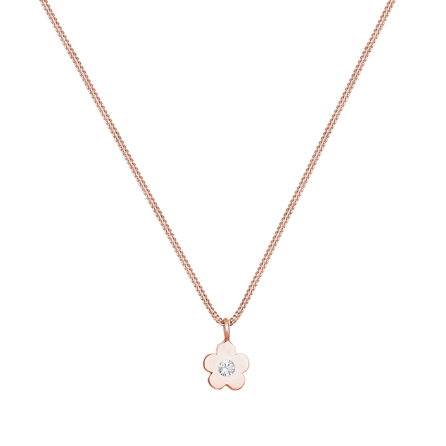Roségold - Elli | Halskette Blume | Mit Kristallen von Swarovski® (Weiß) | 925 Sterling Silber Rosegold