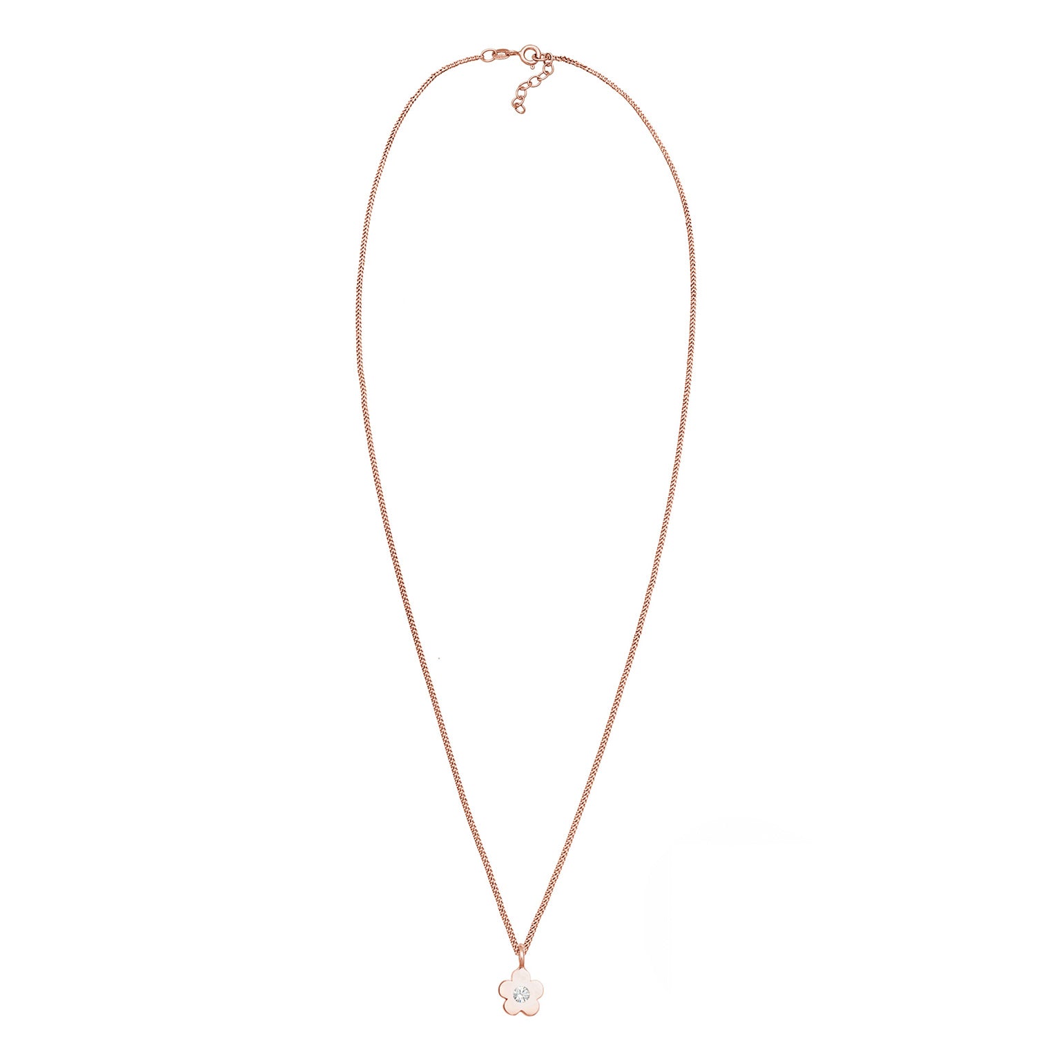 Roségold - Elli | Halskette Blume | Kristall (Weiß) | 925 Sterling Silber Rosegold