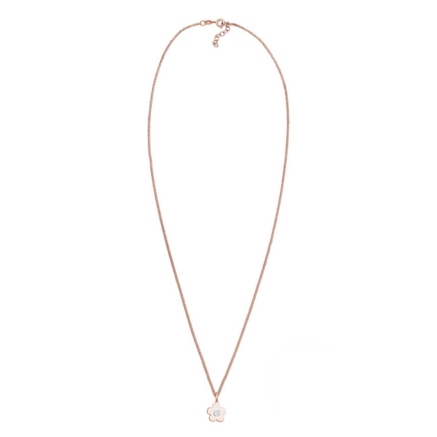 Roségold - Elli | Halskette Blume | Mit Kristallen von Swarovski® (Weiß) | 925 Sterling Silber Rosegold