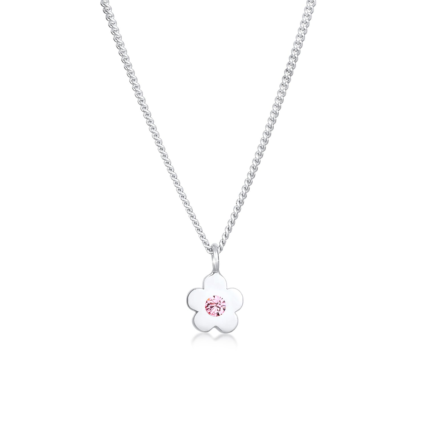 Silber - Elli | Halskette Blume | Kristall (Rosa) | 925er Sterling Silber