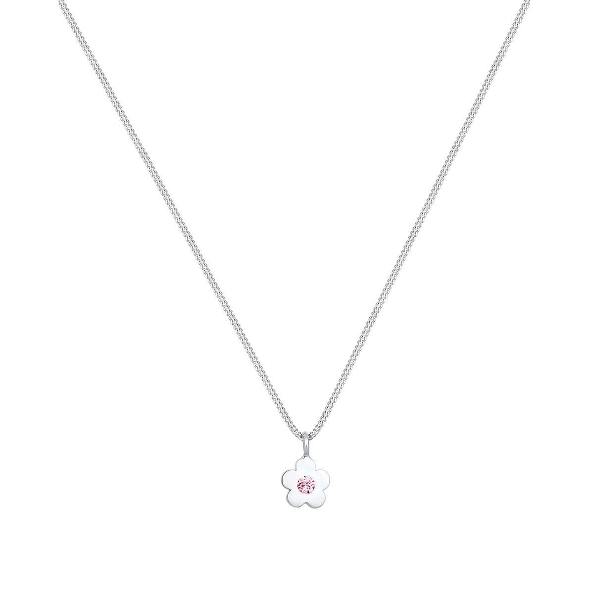 Silber - Elli | Halskette Blume | Mit Kristallen von Swarovski® (Rosa) | 925er Sterling Silber