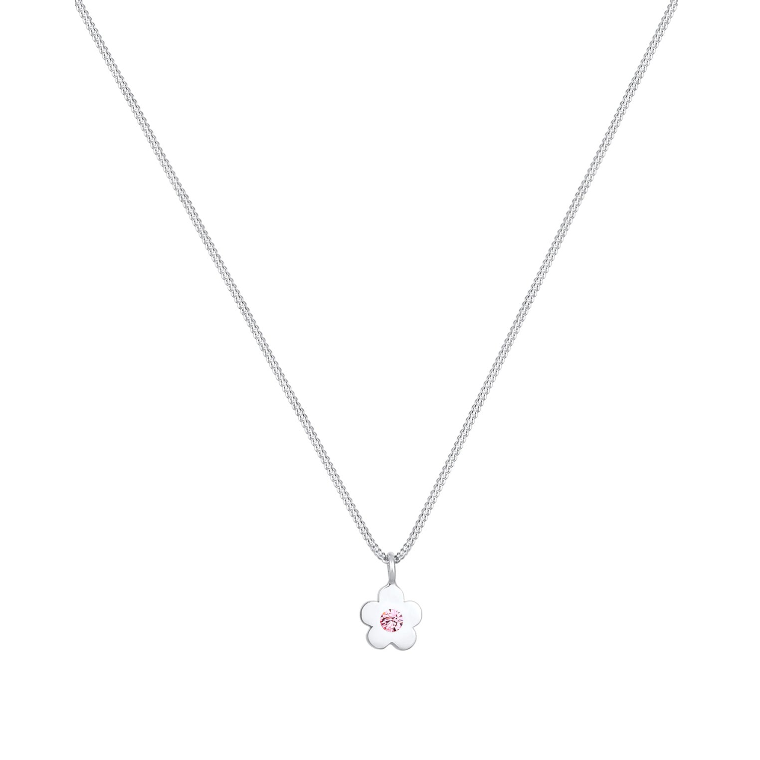 Silber - Elli | Halskette Blume | Kristall (Rosa) | 925er Sterling Silber