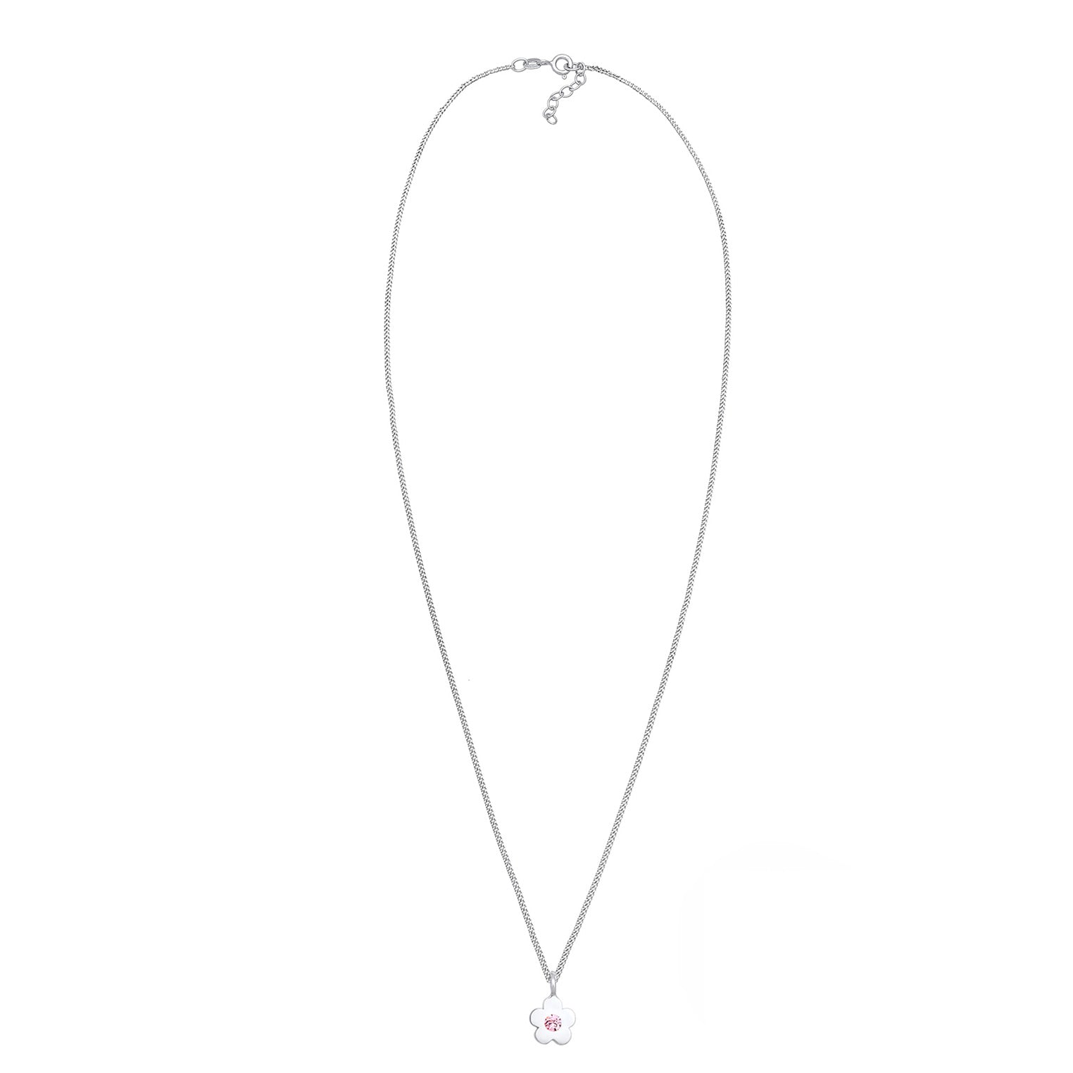 Silber - Elli | Halskette Blume | Kristall (Rosa) | 925er Sterling Silber