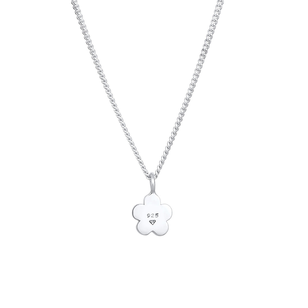 Silber - Elli | Halskette Blume | Mit Kristallen von Swarovski® (Rosa) | 925er Sterling Silber
