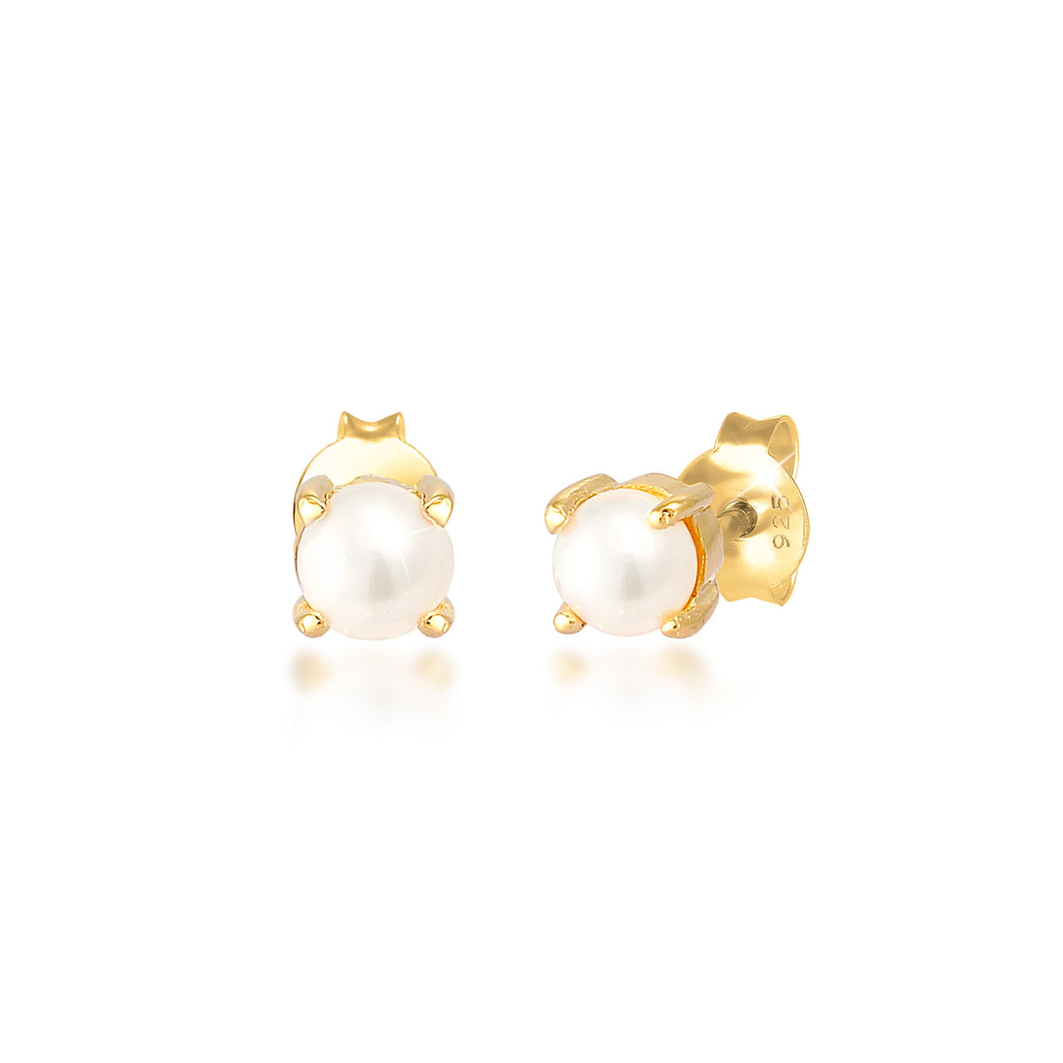 Gold - Elli | Ohrstecker | Süßwasserperle | 925 Sterling Silber vergoldet