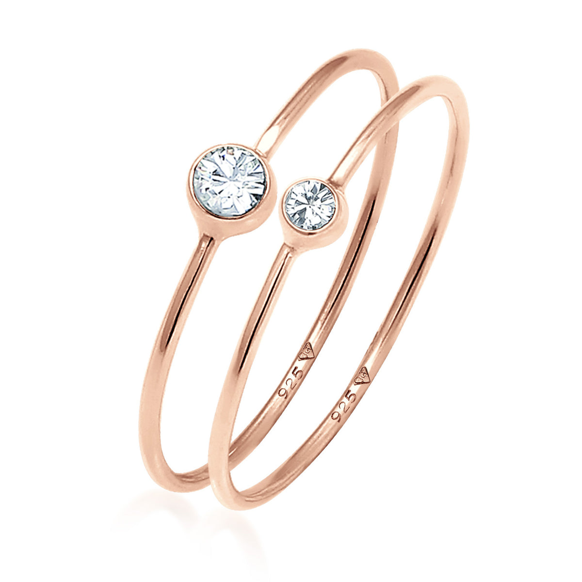 Roségold - Elli | Solitär-Ring | Kristall ( Weiß ) | 925 Sterling Silber Rosegold