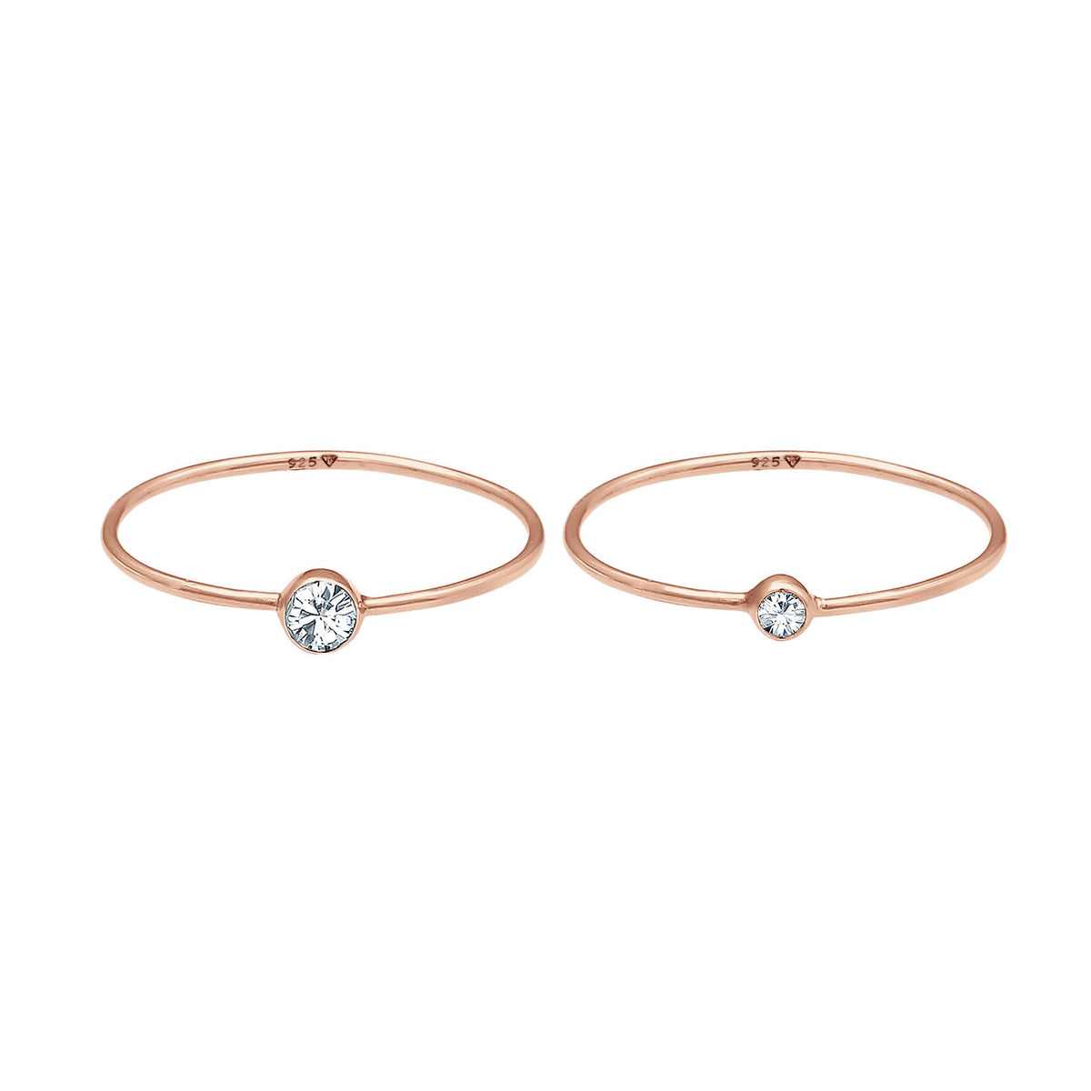 Roségold - Elli | Solitär-Ring | Kristall ( Weiß ) | 925 Sterling Silber Rosegold