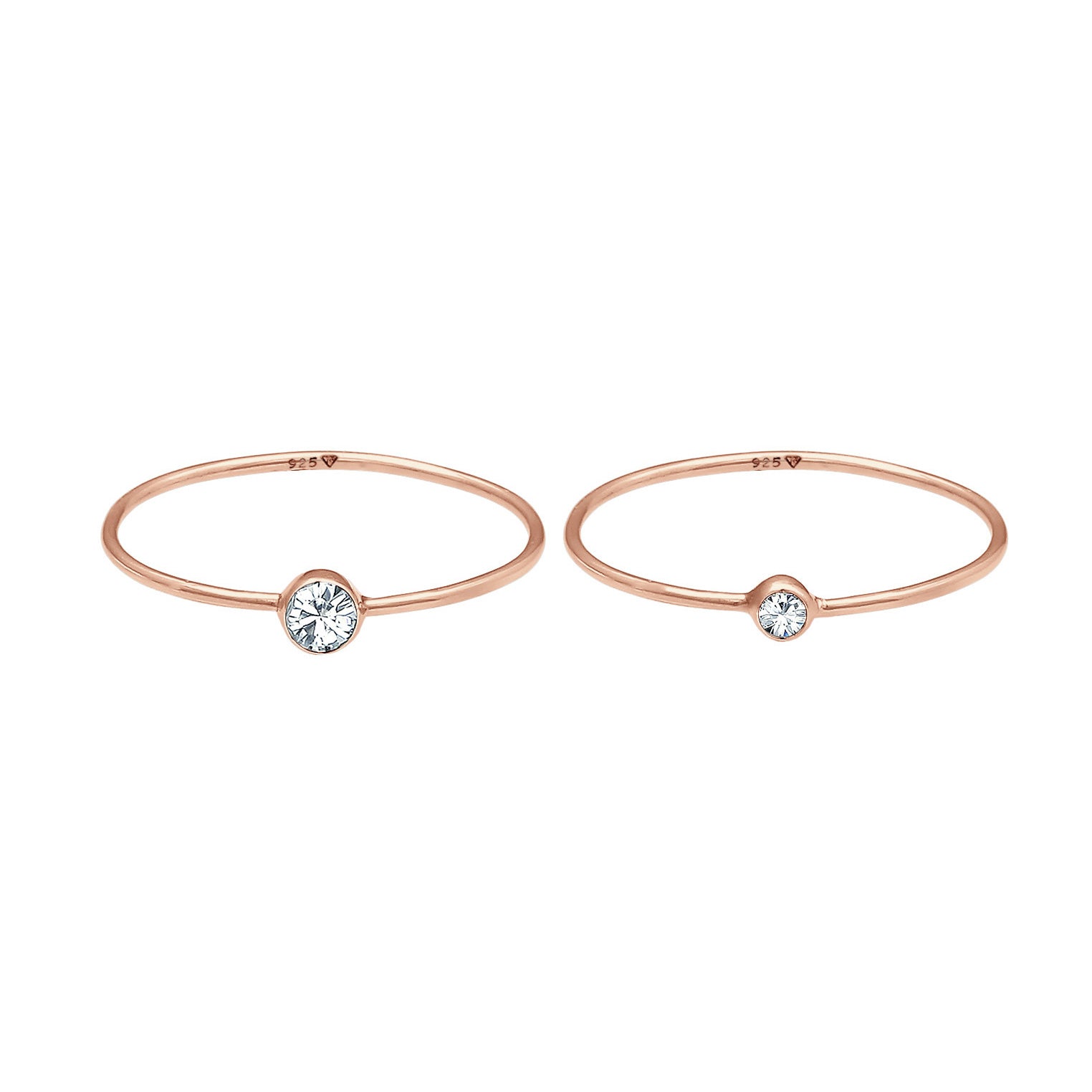 Roségold - Elli | Solitär-Ring | Kristall ( Weiß ) | 925 Sterling Silber Rosegold