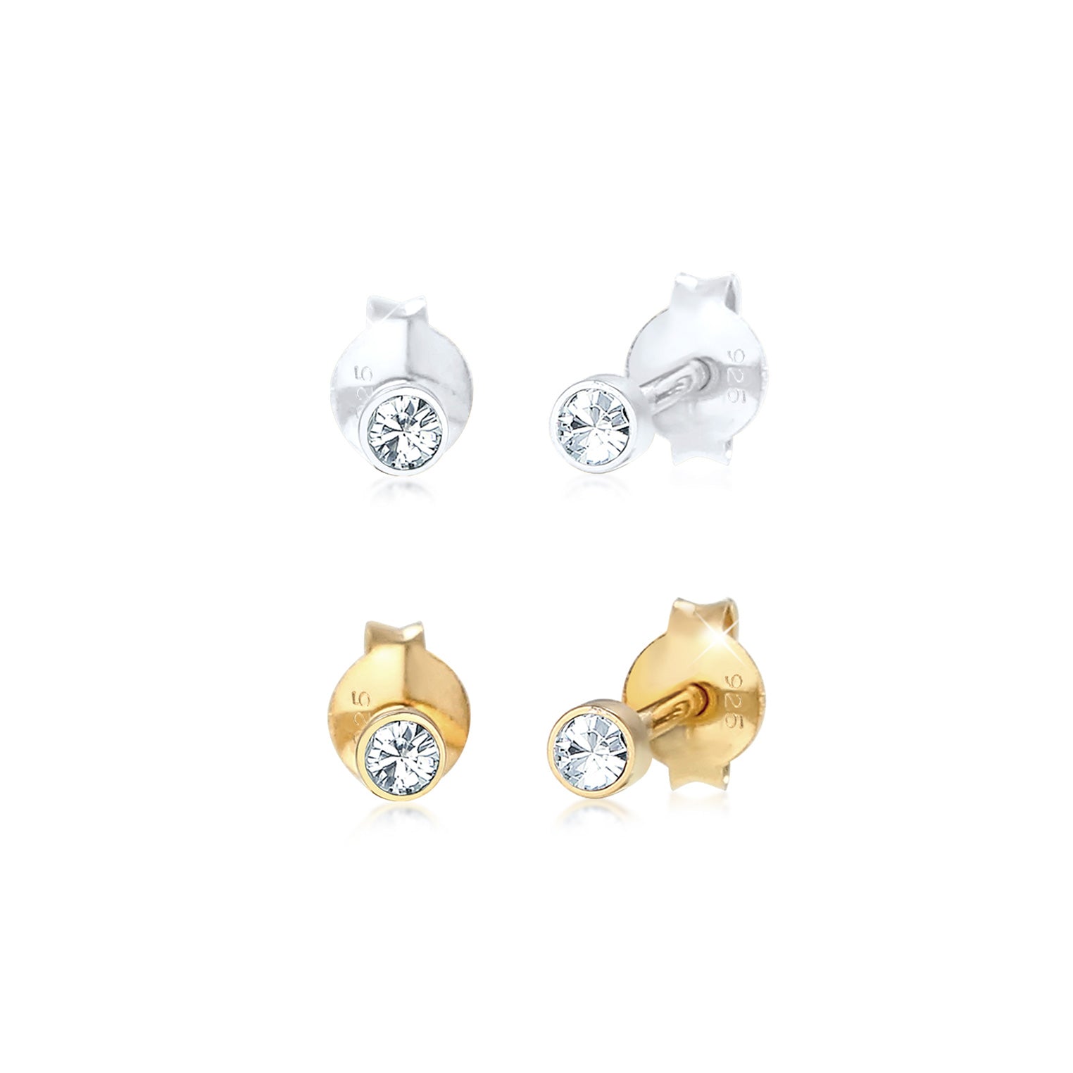Silber - Elli | Ohrringset | Mit Kristallen von Swarovski® (Weiß) | 925 Sterling Silber vergoldet
