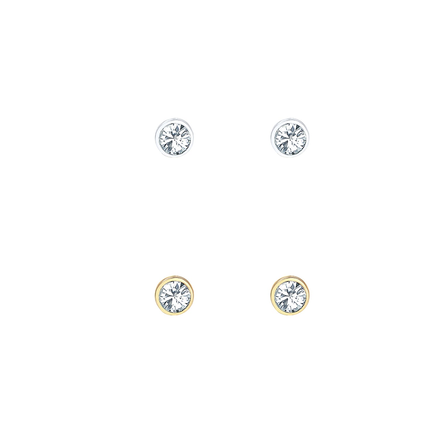 Silber - Elli | Ohrringset | Kristall ( Weiß ) | 925 Sterling Silber vergoldet