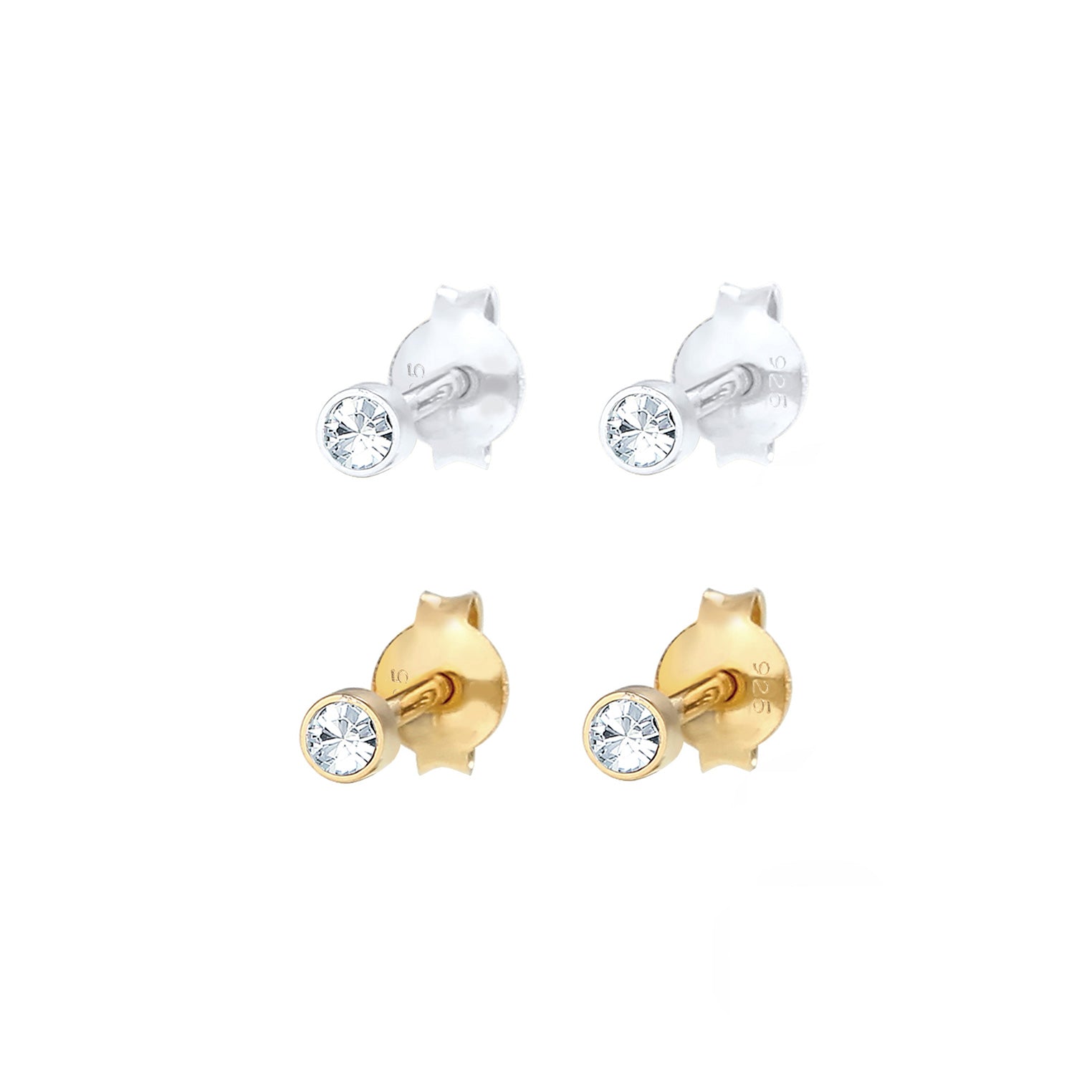 Silber - Elli | Ohrringset | Mit Kristallen von Swarovski® (Weiß) | 925 Sterling Silber vergoldet