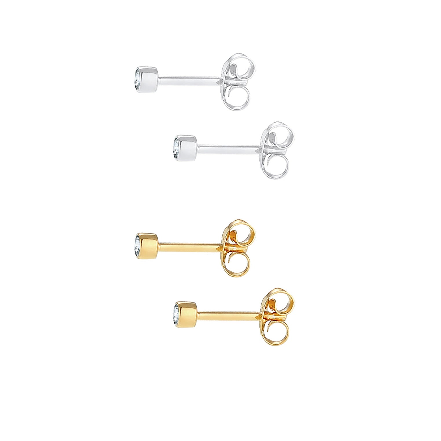 Silber - Elli | Ohrringset | Mit Kristallen von Swarovski® (Weiß) | 925 Sterling Silber vergoldet