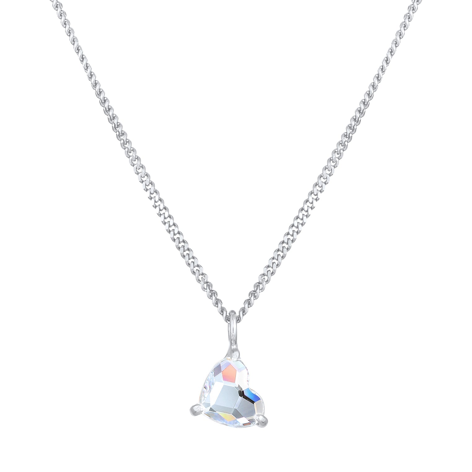 Silber - Elli | Halskette Herz Anhänger | Mit Kristallen von Swarovski® (Weiß) | 925er Sterling Silber