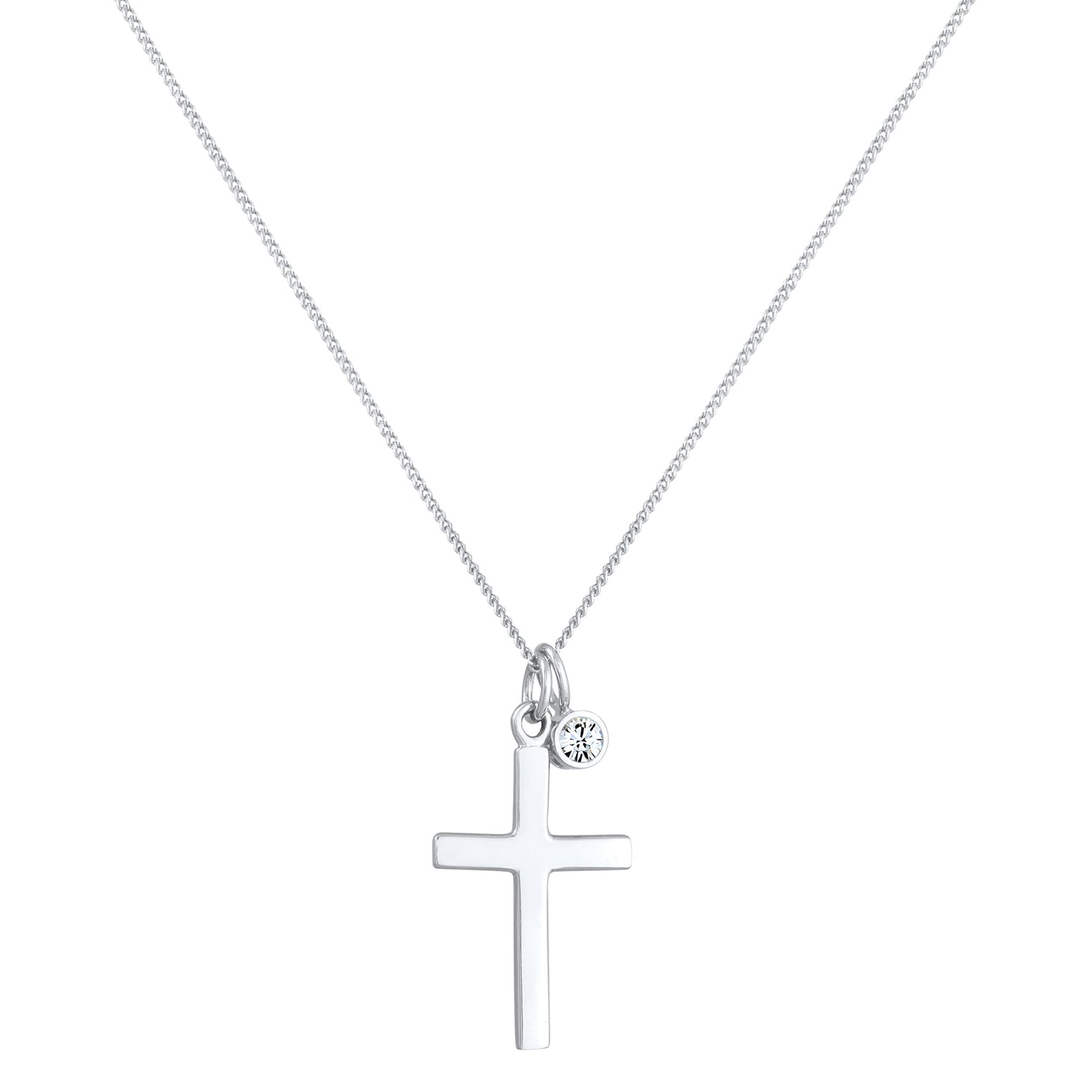 Silber - Elli | Halskette Kreuz | Mit Kristallen von Swarovski® (Weiß) | 925er Sterling Silber