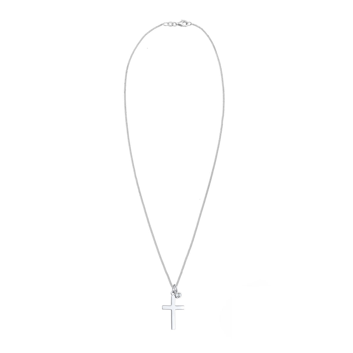 Silber - Elli | Halskette Kreuz | Mit Kristallen von Swarovski® (Weiß) | 925er Sterling Silber