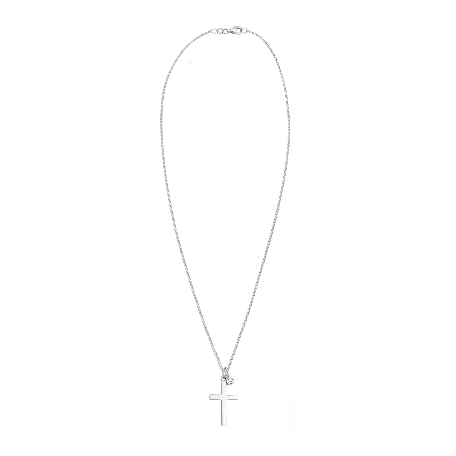 Silber - Elli | Halskette Kreuz | Kristall (Weiß) | 925er Sterling Silber