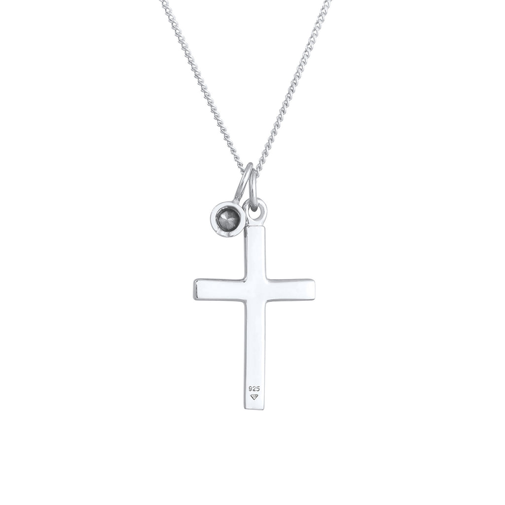Silber - Elli | Halskette Kreuz | Mit Kristallen von Swarovski® (Weiß) | 925er Sterling Silber