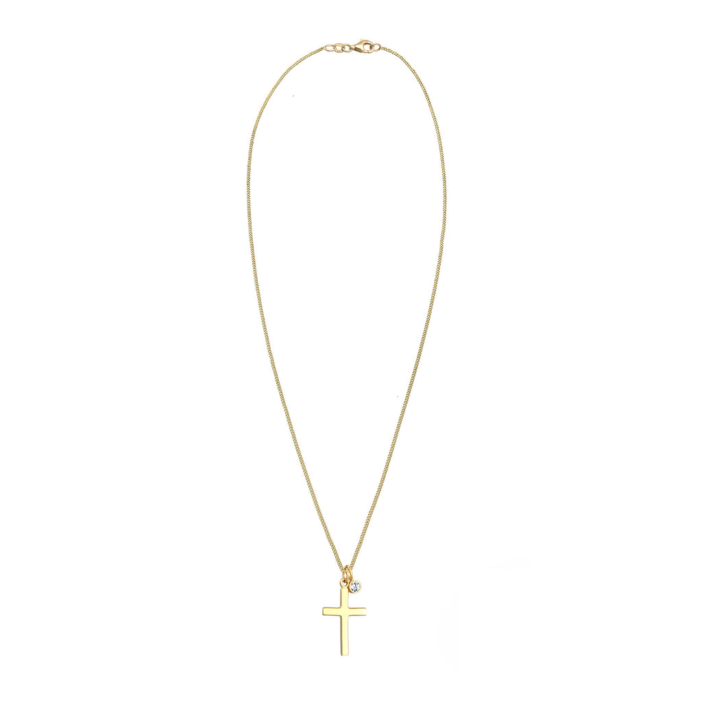Gold - Elli | Halskette Kreuz | Mit Kristallen von Swarovski® (Weiß) | 925 Sterling Silber vergoldet